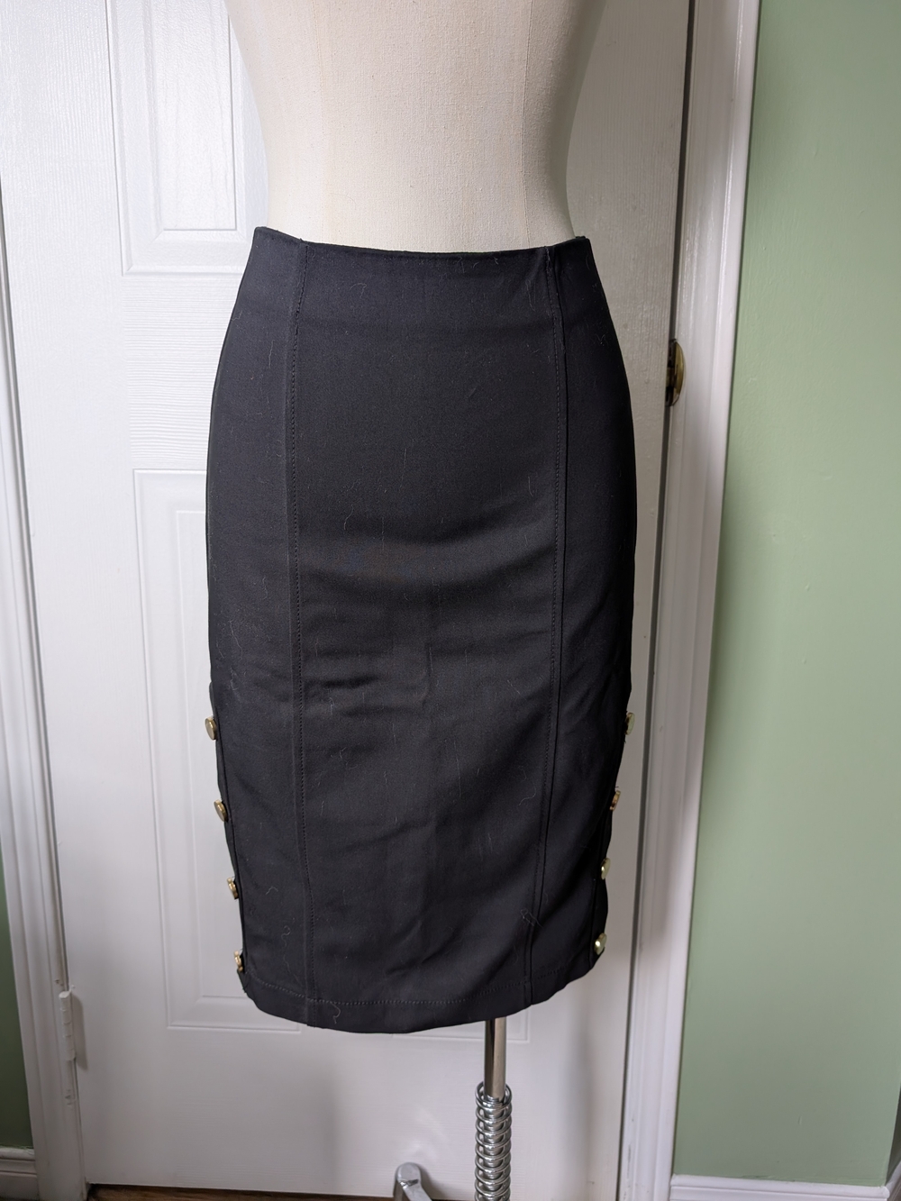 Guess Black Pencil Skirt with Side Button Trim